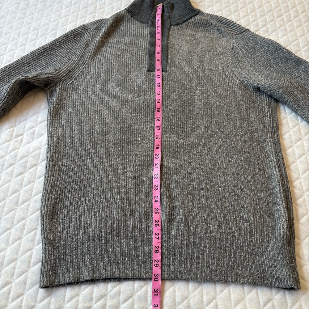 Banana Republic Italian Yarn Merino Wool Gray 1/4 Zip Men’s Sweatersize L Cozy - Picture 14 of 15